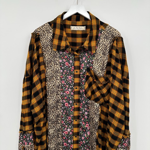 We the Free People Tunic Top Shirt Size XL Oversize Boxy Patchwork Boho Grunge - Picture 3 of 16